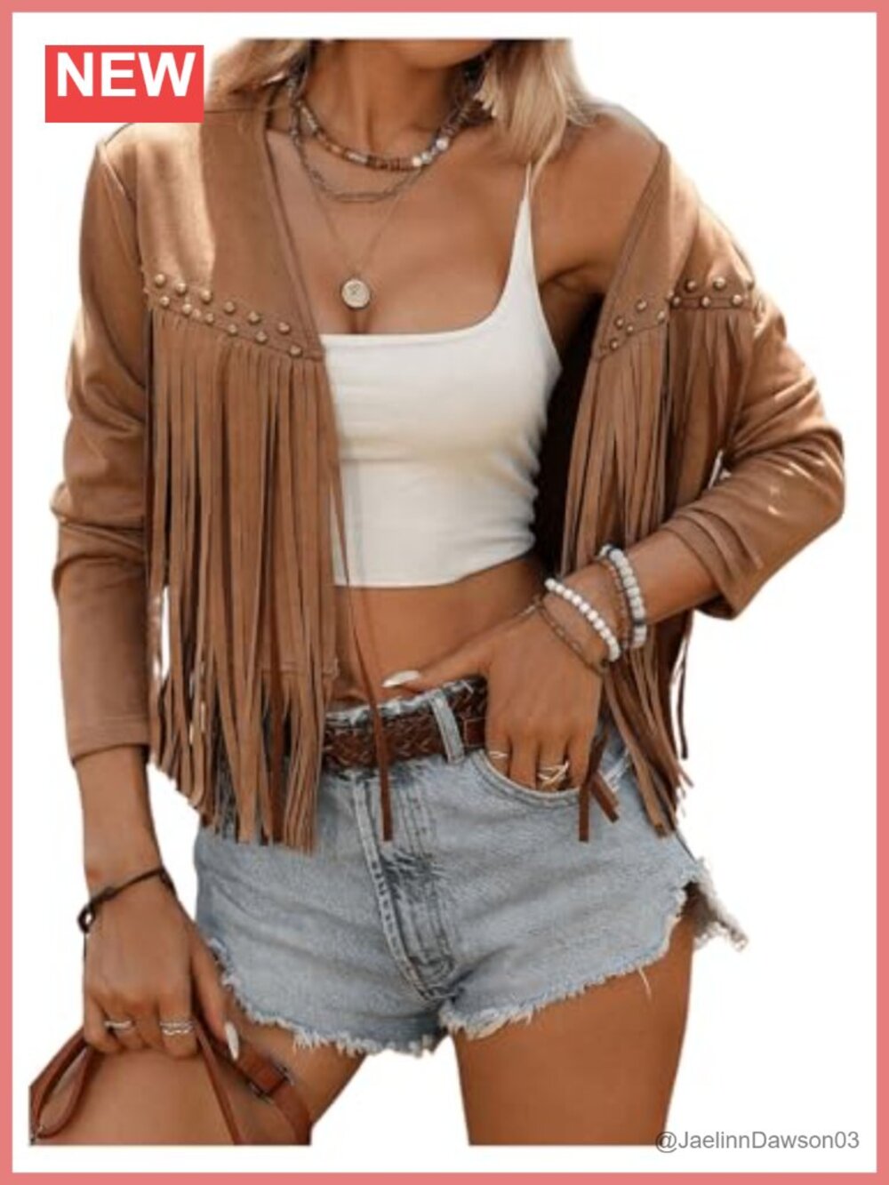 Western Long Sleeve Tassel Trim Open Front Cardigan Jacket Coat